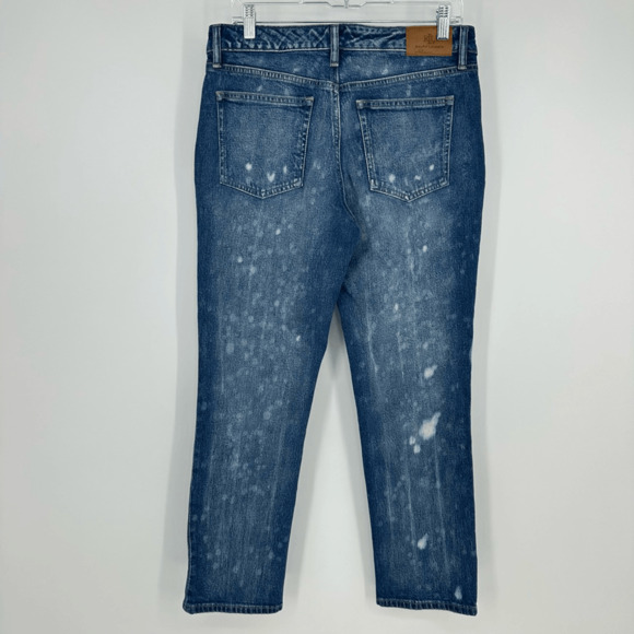 Ralph Lauren Women's 8 Bleach Splattered Ankle Straight  Jeans Blue Preppy Artsy - Picture 3 of 13